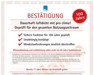 100 Jahre Klebkraft Bestätigung